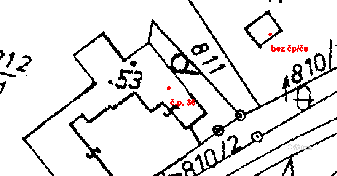 Heřmaň 36 na parcele st. 53 v KÚ Heřmaň, Katastrální mapa