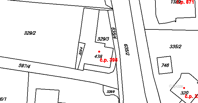 Michálkovice 398, Ostrava na parcele st. 438 v KÚ Michálkovice, Katastrální mapa