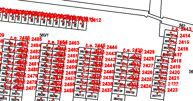 Bludovice 2444, Havířov na parcele st. 580/123 v KÚ Bludovice, Katastrální mapa