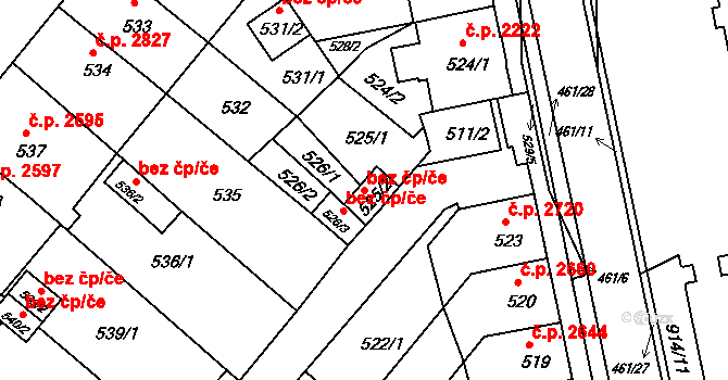 Chomutov 39084558 na parcele st. 525/2 v KÚ Chomutov II, Katastrální mapa
