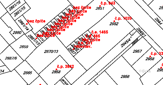 Chomutov 39090558 na parcele st. 2855 v KÚ Chomutov I, Katastrální mapa
