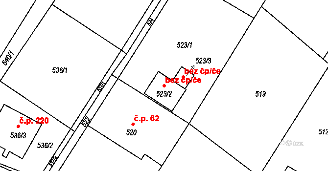 Dolní Lutyně 42005558 na parcele st. 523/2 v KÚ Věřňovice, Katastrální mapa