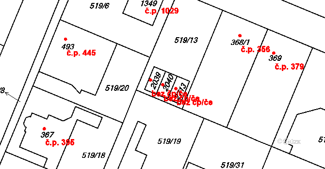 Neratovice 43029558 na parcele st. 2040 v KÚ Neratovice, Katastrální mapa