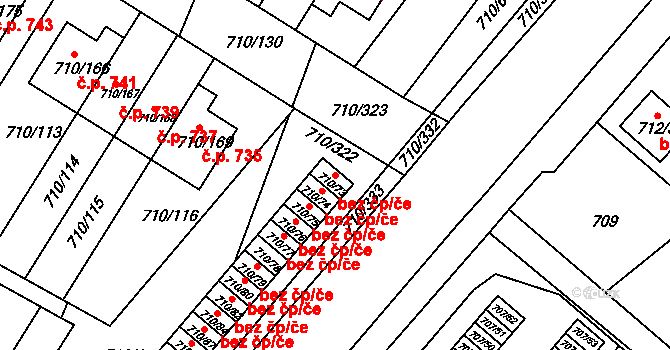 Boršov nad Vltavou 43359558 na parcele st. 710/73 v KÚ Boršov nad Vltavou, Katastrální mapa