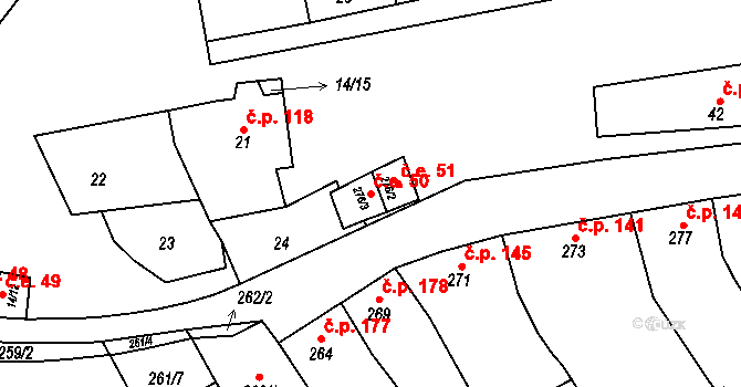 Sivice 45697558 na parcele st. 276/3 v KÚ Sivice, Katastrální mapa