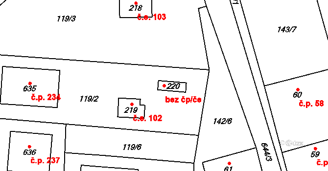 Libeř 45732558 na parcele st. 220 v KÚ Libeř, Katastrální mapa