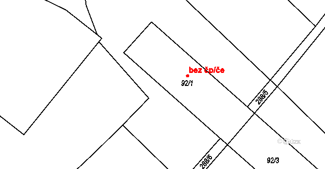 Častohostice 46559558 na parcele st. 92/1 v KÚ Častohostice, Katastrální mapa