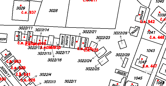 Lipence 925, Praha na parcele st. 3022/22 v KÚ Lipence, Katastrální mapa