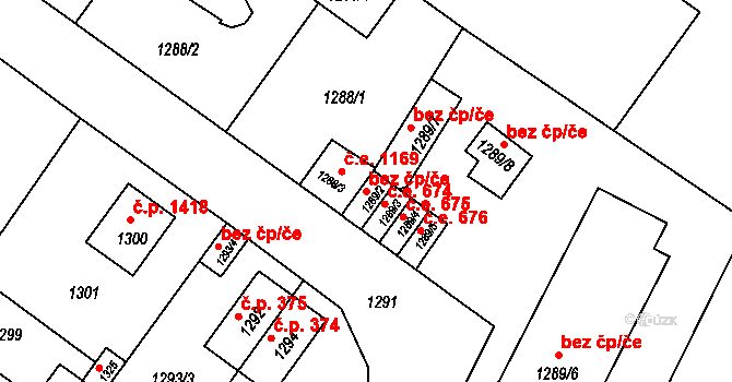 Děčín 47242558 na parcele st. 1289/2 v KÚ Podmokly, Katastrální mapa