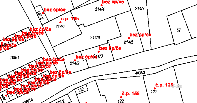 Kryry 47815558 na parcele st. 214/3 v KÚ Kryry, Katastrální mapa