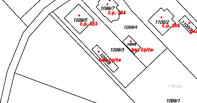 Olomučany 50157558 na parcele st. 1099/6 v KÚ Olomučany, Katastrální mapa