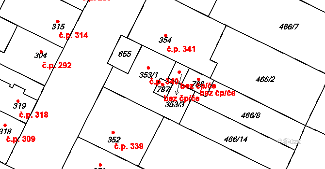 Přerov 50186558 na parcele st. 787 v KÚ Předmostí, Katastrální mapa