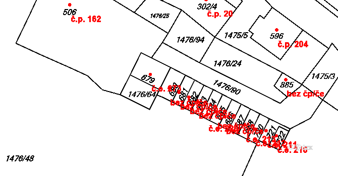 Děčín 50360558 na parcele st. 680 v KÚ Bělá u Děčína, Katastrální mapa