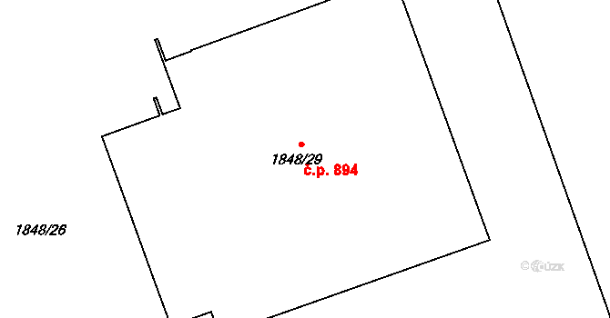 Holice 894, Olomouc na parcele st. 1848/29 v KÚ Holice u Olomouce, Katastrální mapa