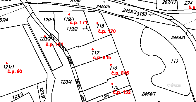 Jeseník 815 na parcele st. 117 v KÚ Jeseník, Katastrální mapa