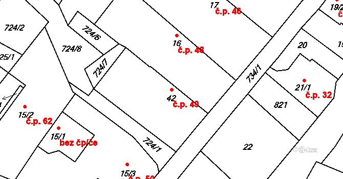 Přehořov 49 na parcele st. 42 v KÚ Přehořov u Soběslavi, Katastrální mapa