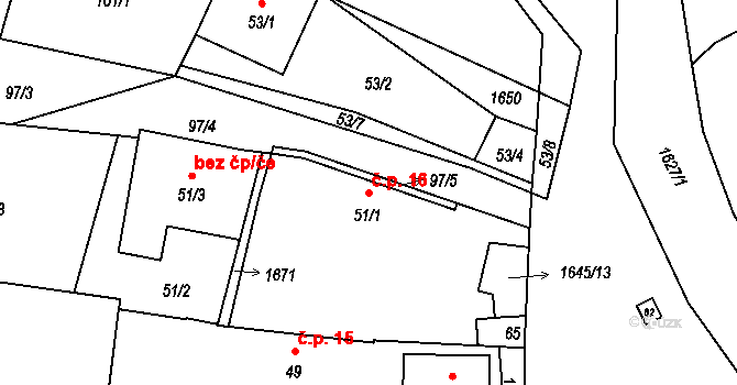 Černíkov 16 na parcele st. 51/1 v KÚ Černíkov, Katastrální mapa