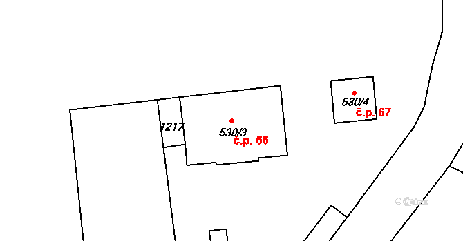 Olivětín 66, Broumov na parcele st. 530/3 v KÚ Broumov, Katastrální mapa