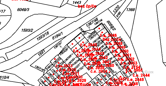 Jihlava 3944 na parcele st. 1367/31 v KÚ Jihlava, Katastrální mapa