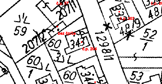 Markvartice 204, Jablonné v Podještědí na parcele st. 343 v KÚ Markvartice v Podještědí, Katastrální mapa
