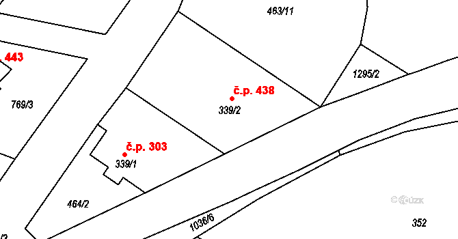 Cerhenice 438 na parcele st. 339/2 v KÚ Cerhenice, Katastrální mapa