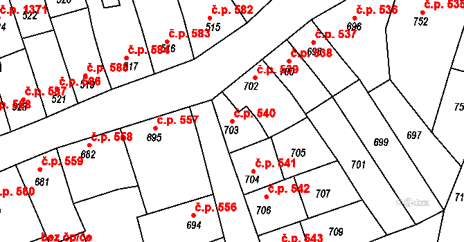 Roudnice nad Labem 540 na parcele st. 703 v KÚ Roudnice nad Labem, Katastrální mapa