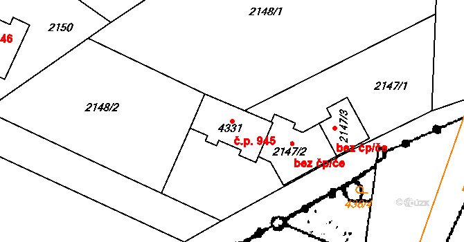 Žamberk 945 na parcele st. 4331 v KÚ Žamberk, Katastrální mapa