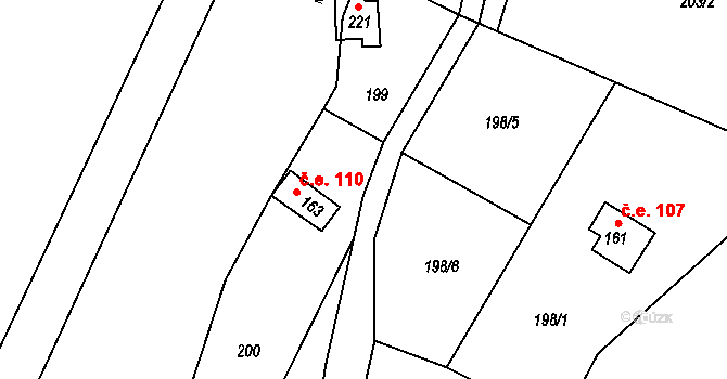 Samechov 110, Chocerady na parcele st. 163 v KÚ Samechov, Katastrální mapa