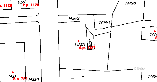 Kadaň 1127 na parcele st. 1426/1 v KÚ Kadaň, Katastrální mapa