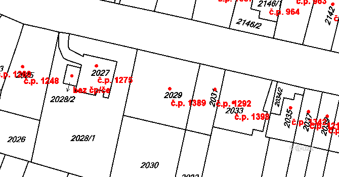 Husovice 1389, Brno na parcele st. 2029 v KÚ Husovice, Katastrální mapa