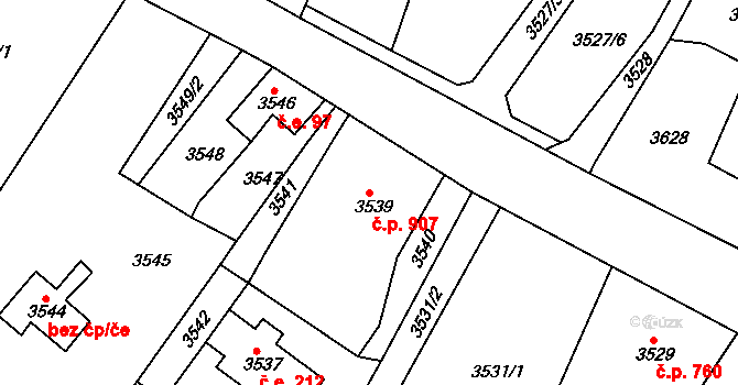 Smržovka 907 na parcele st. 3539 v KÚ Smržovka, Katastrální mapa
