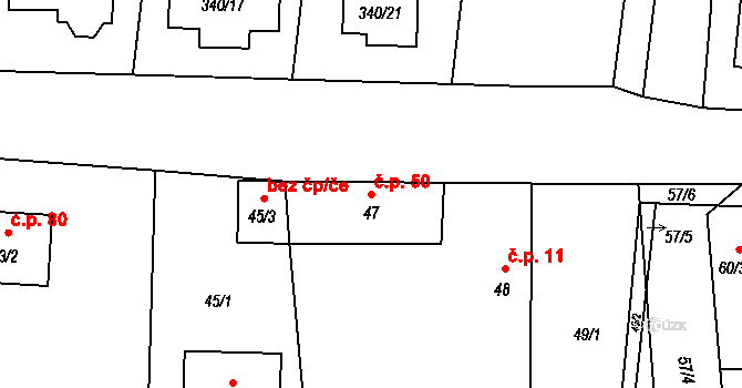 Dasný 50 na parcele st. 47 v KÚ Dasný, Katastrální mapa