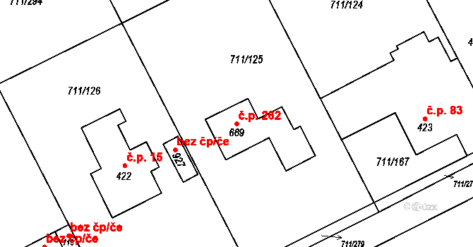 Daliměřice 262, Turnov na parcele st. 669 v KÚ Daliměřice, Katastrální mapa