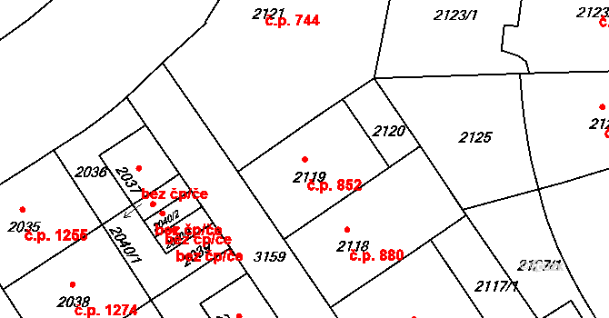 Nusle 852, Praha na parcele st. 2119 v KÚ Nusle, Katastrální mapa