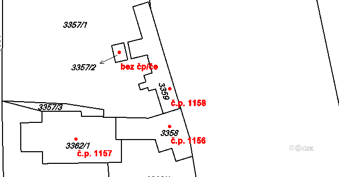 Chodov 1158, Praha na parcele st. 3359 v KÚ Chodov, Katastrální mapa
