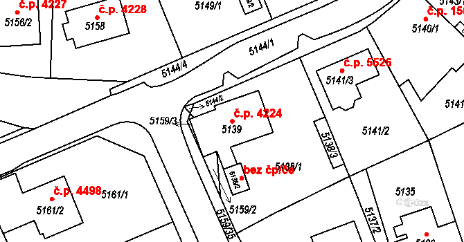 Chomutov 4224 na parcele st. 5139 v KÚ Chomutov I, Katastrální mapa