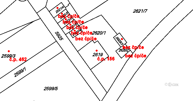 Liberec V-Kristiánov 156, Liberec na parcele st. 2619 v KÚ Liberec, Katastrální mapa