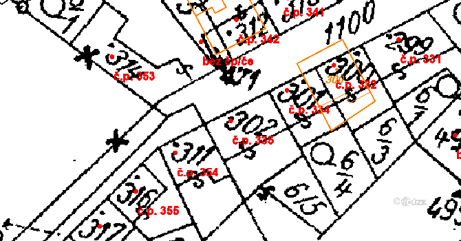 Žiželice 335 na parcele st. 302 v KÚ Žiželice nad Cidlinou, Katastrální mapa