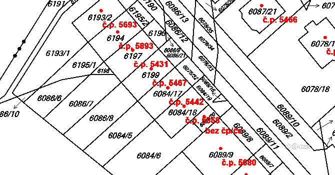 Chomutov 5442 na parcele st. 6084/17 v KÚ Chomutov I, Katastrální mapa