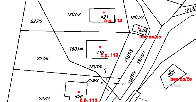 Křenov 113, Kájov na parcele st. 410 v KÚ Křenov u Kájova, Katastrální mapa