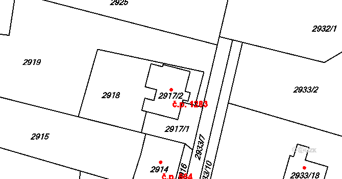 Dolní Lutyně 1283 na parcele st. 2917/2 v KÚ Dolní Lutyně, Katastrální mapa