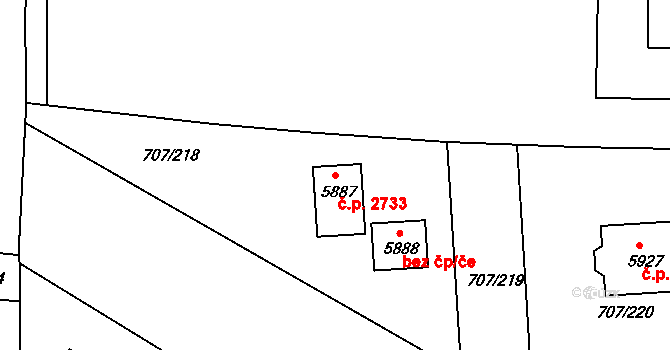 Rakovník II 2733, Rakovník na parcele st. 5887 v KÚ Rakovník, Katastrální mapa
