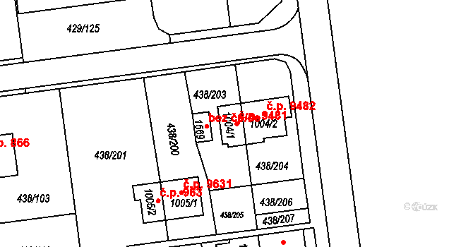 Otrokovice 9481 na parcele st. 1004/1 v KÚ Otrokovice, Katastrální mapa