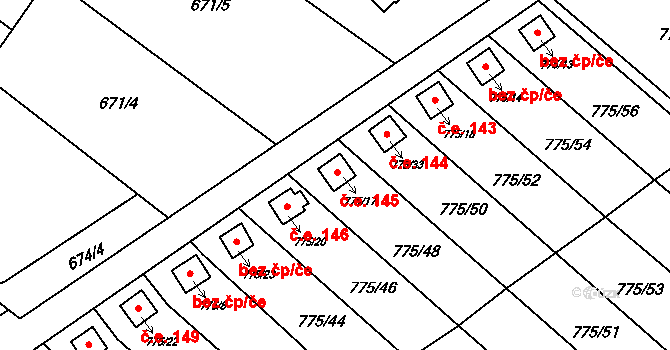 Ráj 145, Karviná na parcele st. 775/17 v KÚ Ráj, Katastrální mapa