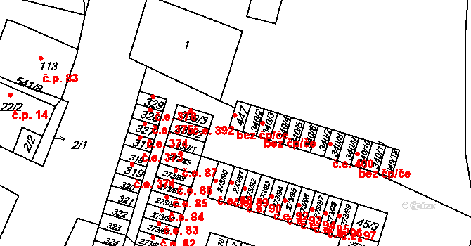 Obrnice 393 na parcele st. 447 v KÚ Obrnice, Katastrální mapa
