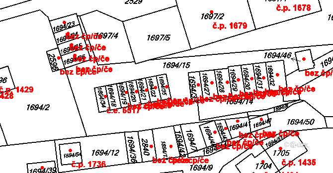 Litvínov 38016559 na parcele st. 1694/35 v KÚ Horní Litvínov, Katastrální mapa
