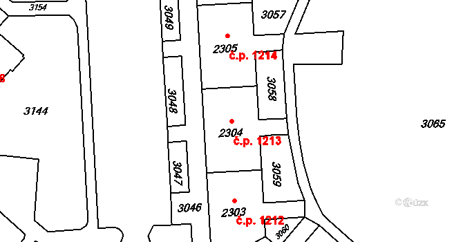 Kateřinky 1213, Opava na parcele st. 2304 v KÚ Kateřinky u Opavy, Katastrální mapa