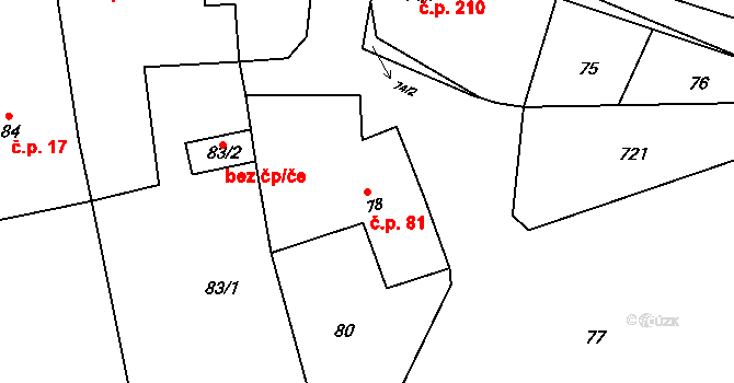 Kobeřice u Brna 81 na parcele st. 78 v KÚ Kobeřice u Brna, Katastrální mapa