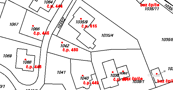 Proboštov 45092559 na parcele st. 1035/3 v KÚ Proboštov u Teplic, Katastrální mapa