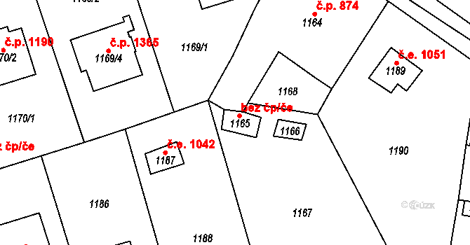 Černošice 47719559 na parcele st. 1165 v KÚ Černošice, Katastrální mapa